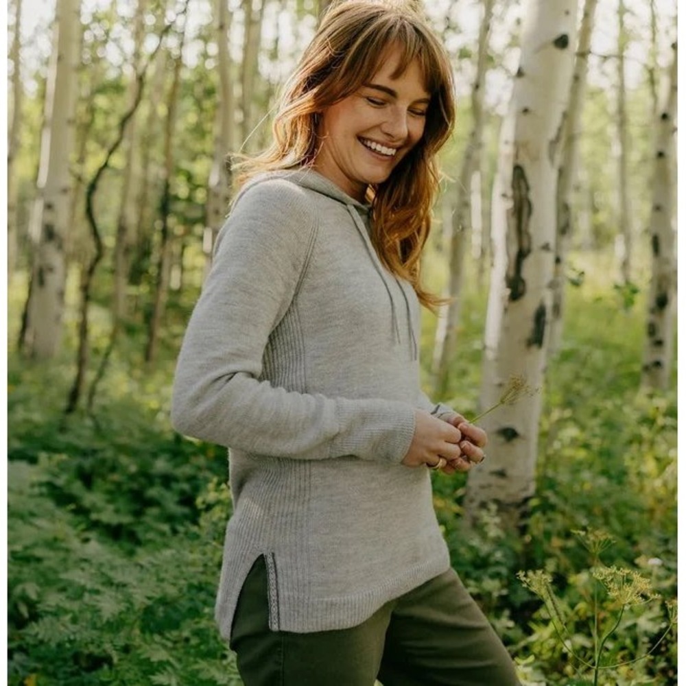 PAKA Women's Hoodie Pullover Sweater Alpaca NEW Gray Green XL